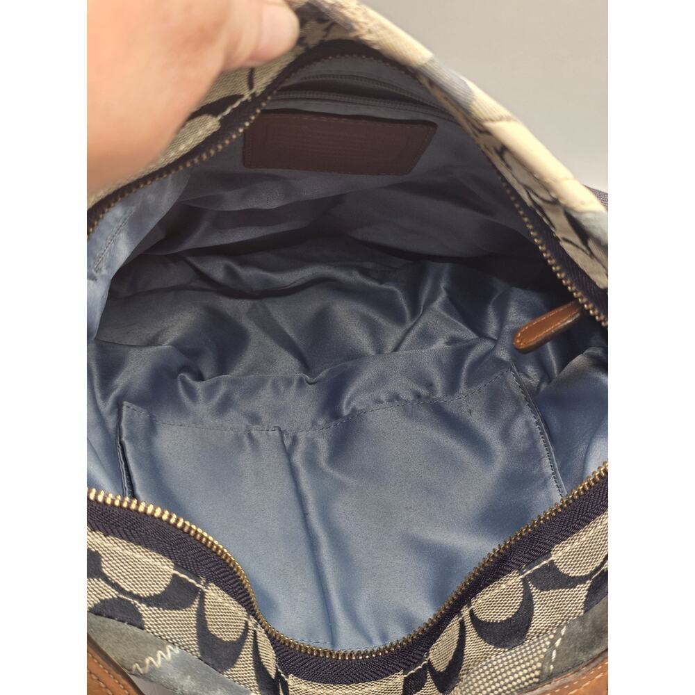 COACH Carly Denim Patchwork Hobo Bag Blue Monogram Leather Vintage Y2K 12215 - Picture 8 of 11